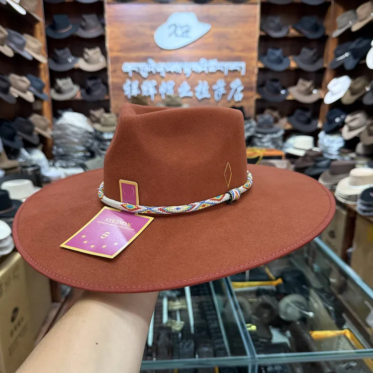 祥辉帽业新款时尚大帽檐藏族男女同款休闲百搭大平沿礼帽藏式礼帽
