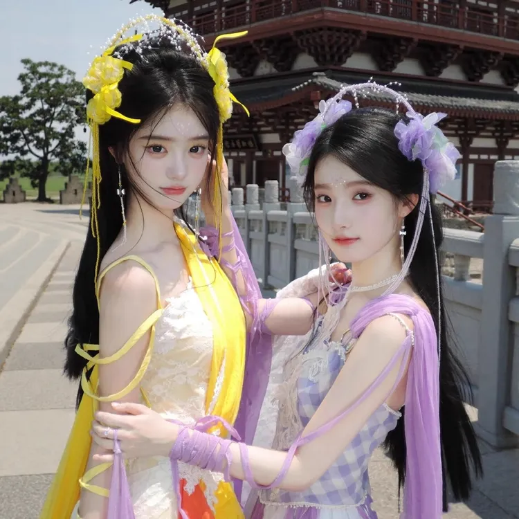 汉服女欢天喜地七仙女电视剧同款古装仙气飘逸夏日绝美古风连衣裙