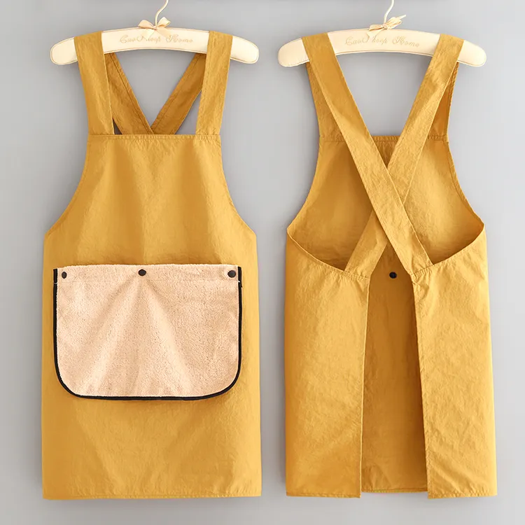 防泼水围裙家用厨房简约做饭围腰可擦手工作服定制印字餐饮专用女