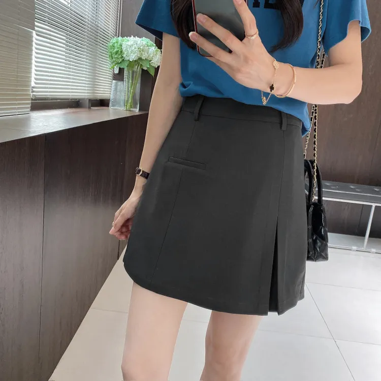 IMFLY金小金自制女装 裙裤DYK2681夏季西装高腰开叉半身裙裤女