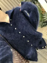 奢柔～高级感拉绒山羊绒时尚小香风气质时尚显瘦羊毛排扣复古毛衣