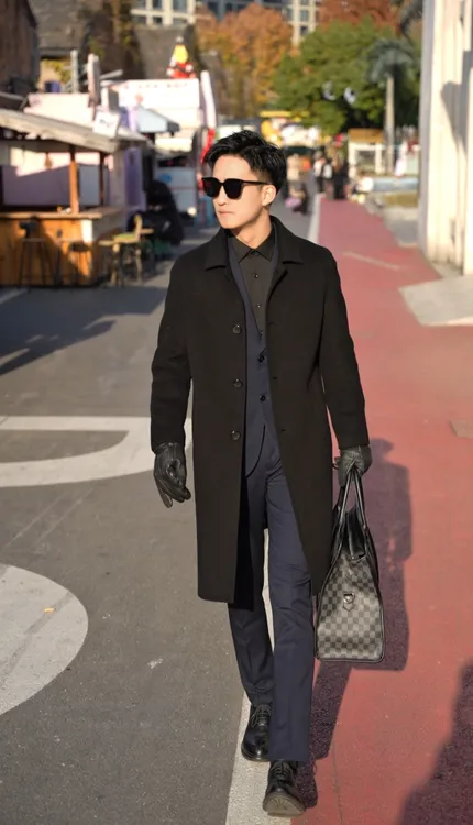 【长款-羊毛气质大衣NEW】双层羊毛双面大衣秋冬气质翻领