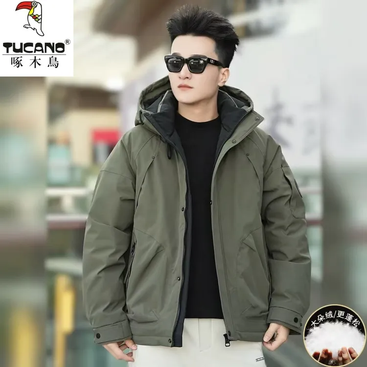 TUCANO/啄木鳥【羽绒服】冬季男户外工装撞色连帽派克白鸭绒羽绒服