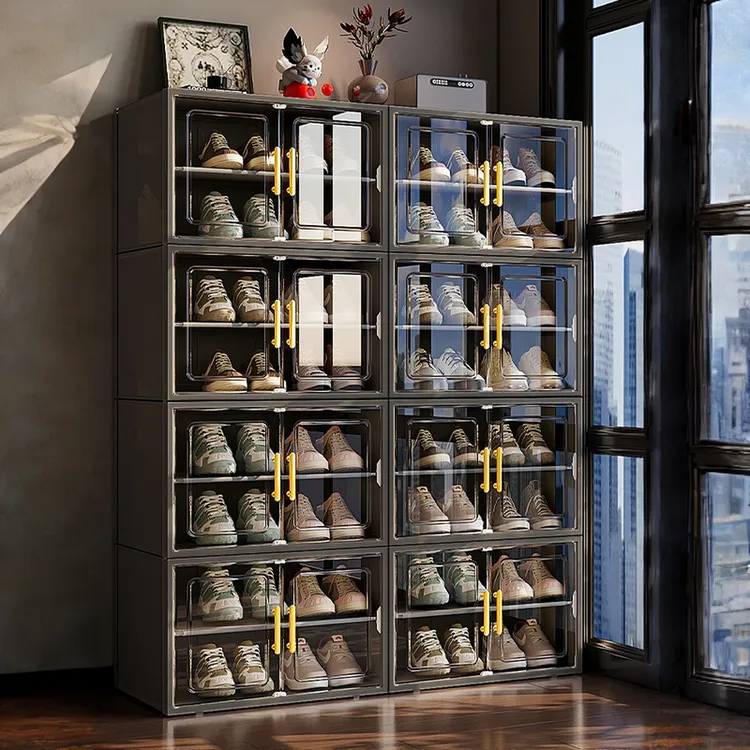 2025新款鞋柜收纳柜一体靠墙透明鞋盒家用室内多层入户门口鞋架子