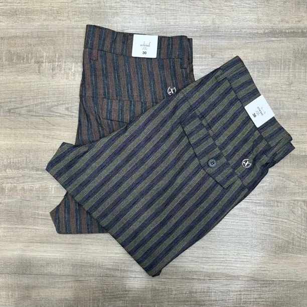 2513男士新款春夏薄款弹力条纹牛仔麻休闲修身长裤