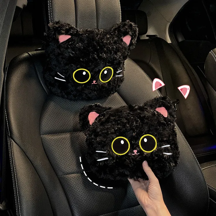 汽车头枕护颈枕车载腰靠套装2025新款毛绒亲肤车内可爱装饰靠枕女