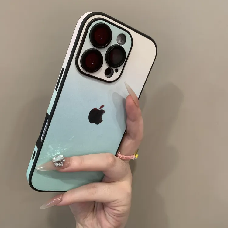 全包镜头膜渐变色素皮iPhone16promax手机壳15/14/13网红12防摔套