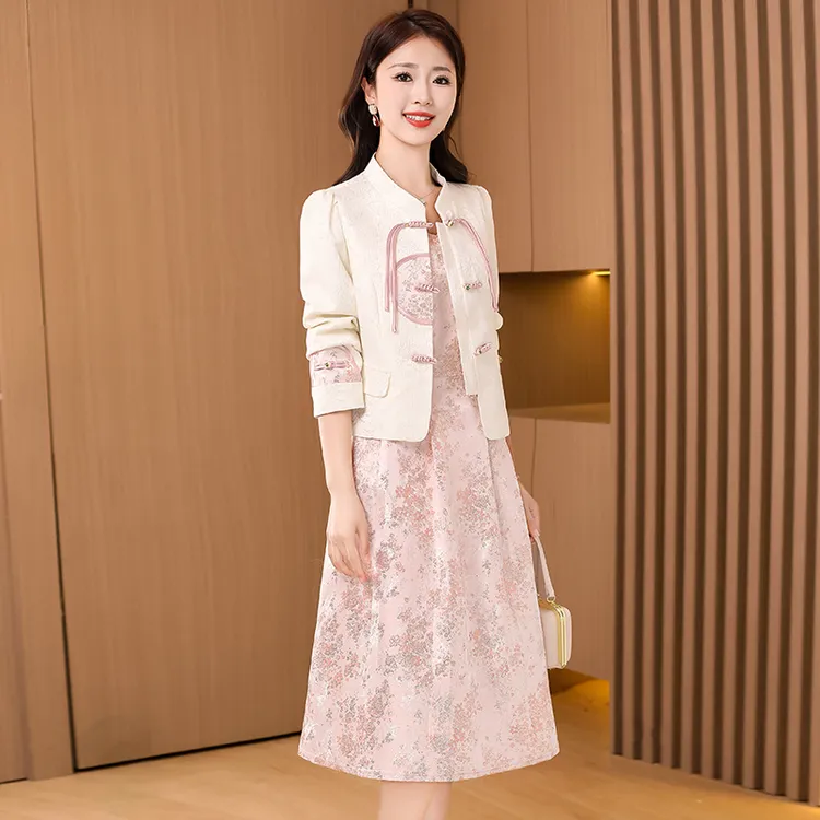 新中式国风套装连衣裙2025新款女春秋时尚气质名媛妈妈装