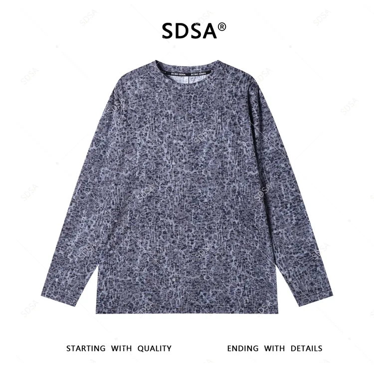 SDSA夏季新款男士痞帅撞色简约休闲圆领长袖T恤百搭时尚设计师