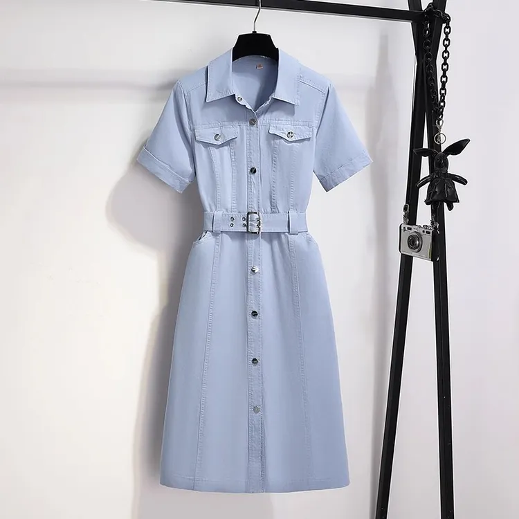 牛仔连衣裙子2025新款夏季薄款高腰轻奢时尚气质宽松显瘦百搭长裙