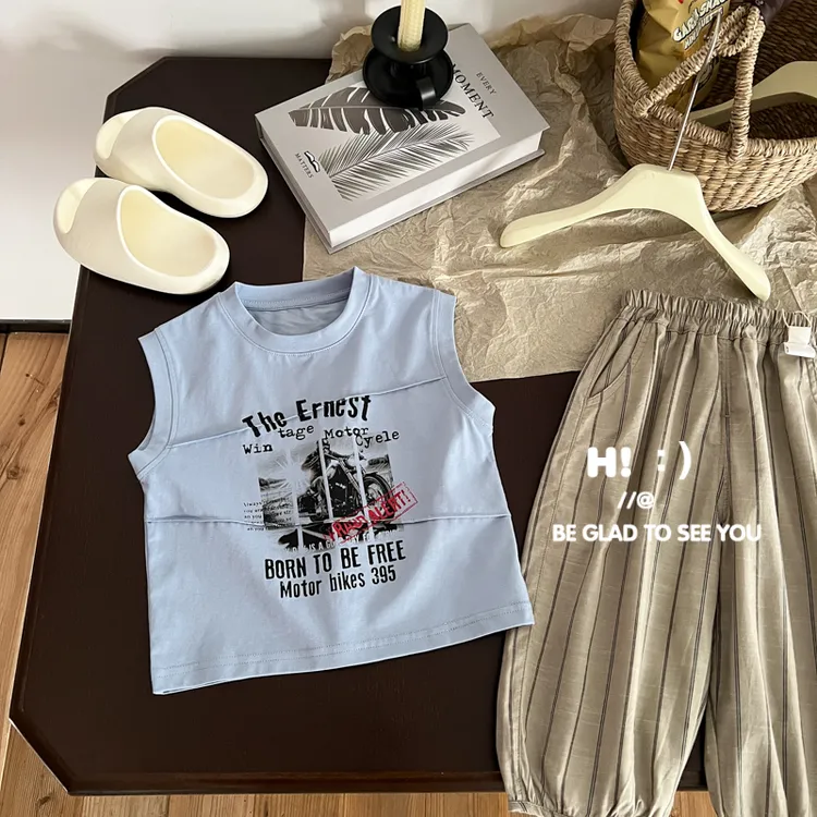 郝叔童品夏季新款潮流洋气男童网红背心2025时尚韩版上衣kkHN5203