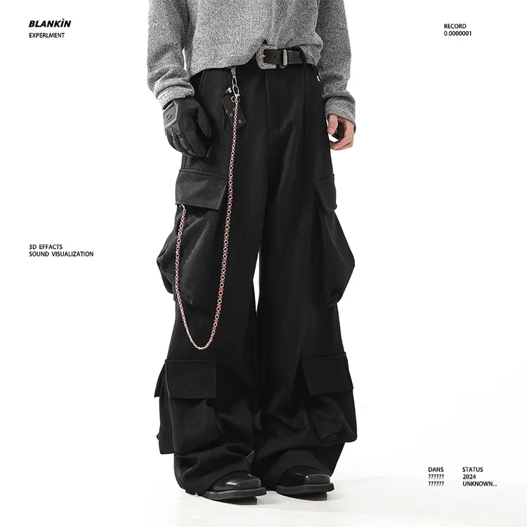 BLANKIN肌理感结构廓形多口袋工装裤男美式潮牌Cleanfit阔腿裤