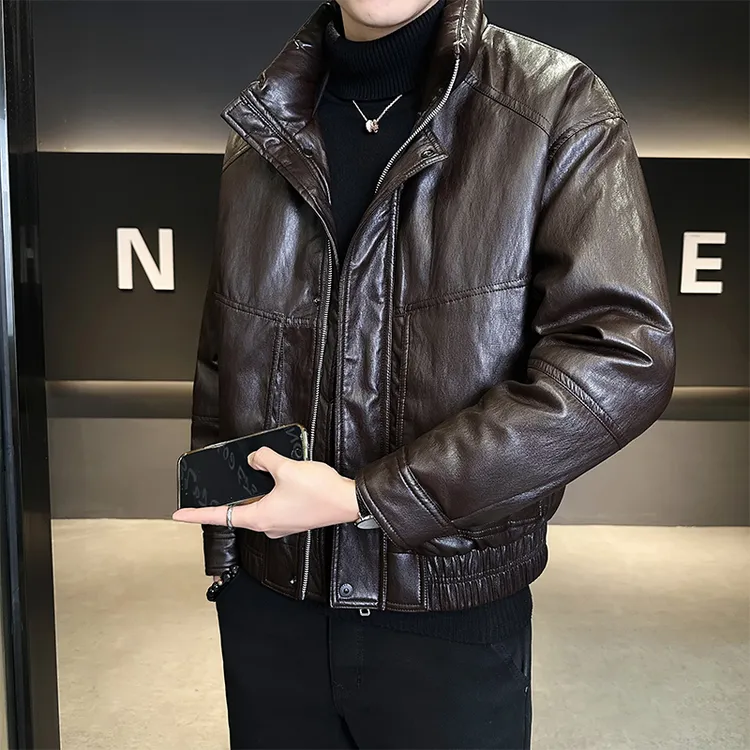 高端防寒男士羽绒服上衣冬季新款加厚保暖鸭绒夹克式男款皮衣外套