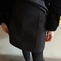 no褪 金扣呢子短裙
