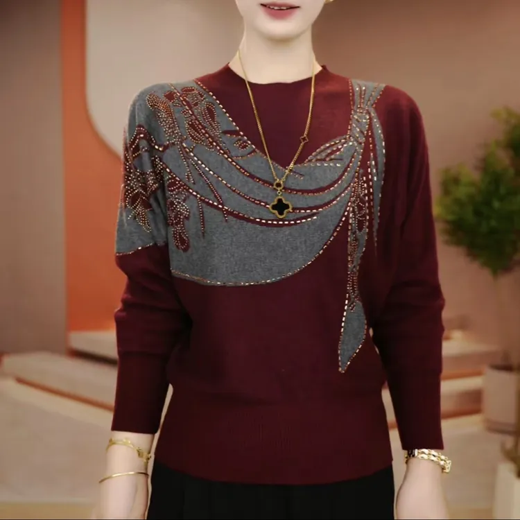 女装时尚保暖宽松气质休闲妈妈装针织衫秋冬季打底中老年减龄毛衣