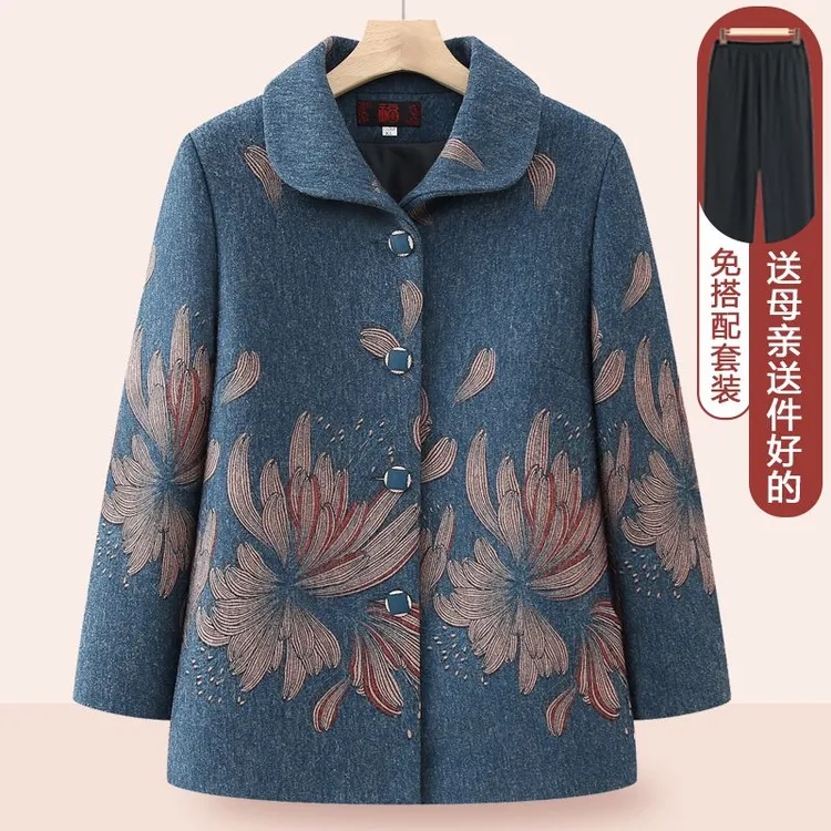 中老年人女装春秋春装外套奶奶开衫老人6070上衣老太太妈妈装衣服