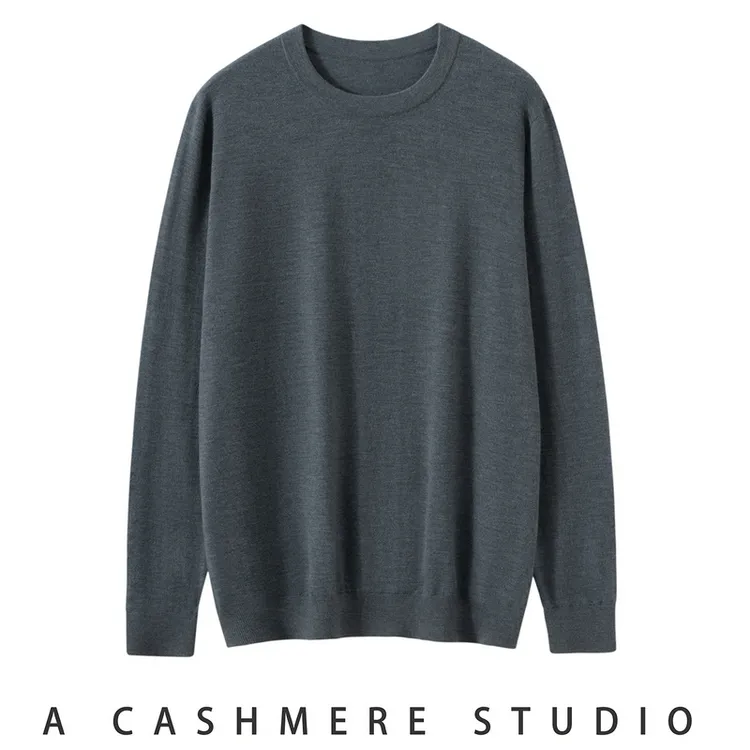 康赛尼皇室精纺80支羊绒男士圆领羊绒衫zs0006