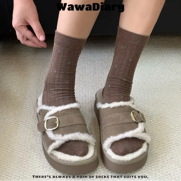 秋季复古小碎花日系甜美ins精梳棉中筒袜堆堆袜袜子