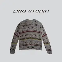 LING/STUDIO『好“想”你』100%绵羊毛卡通减龄休闲套头毛衣5091495