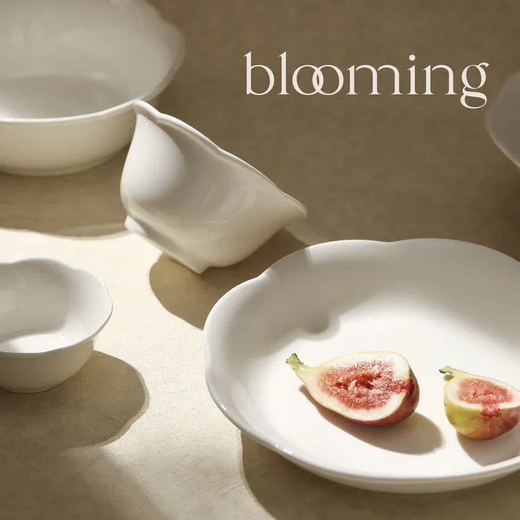 蓝莲花陶瓷面碗家用2025新款米饭碗女生高颜值碗具白瓷餐具一人食