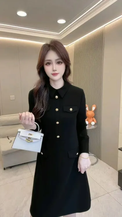 9909-2026年新年款赫本风显瘦减龄连衣裙小个子高级小众不撞款