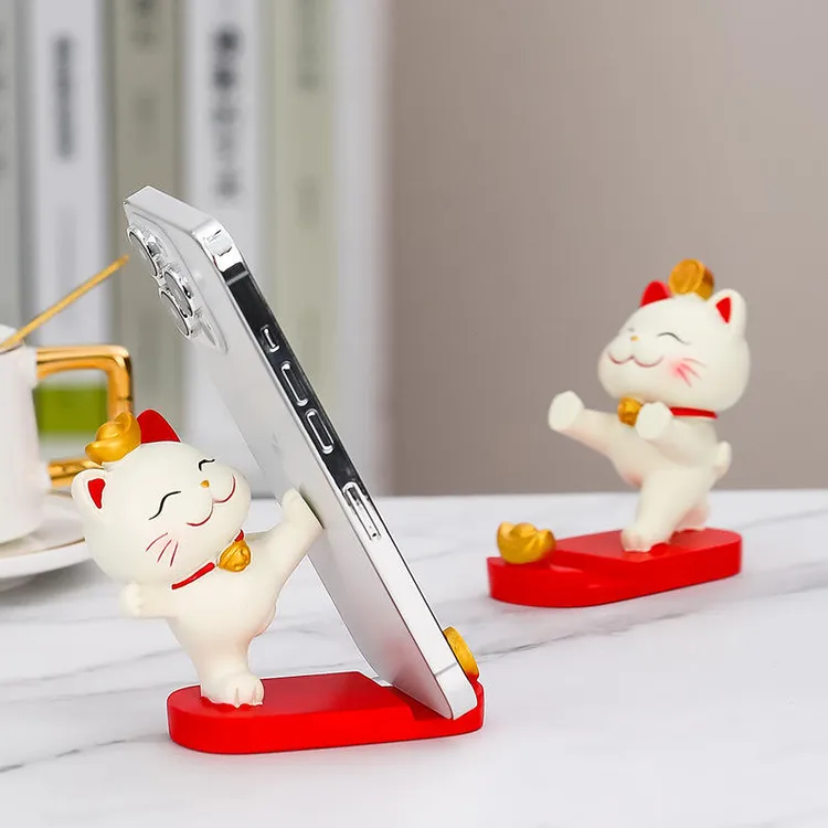 招财猫手机支架懒人追剧神器平板手机架办公室摆件装饰品黄鳝地笼