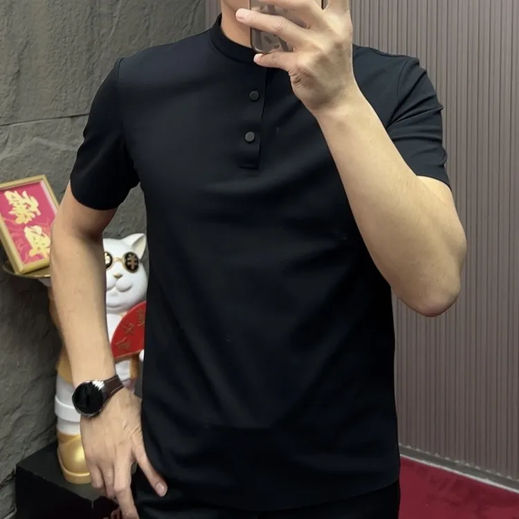 2025-35231男士潮流纯色加绒加厚秋冬款立领亨利领男士冬季打底衫