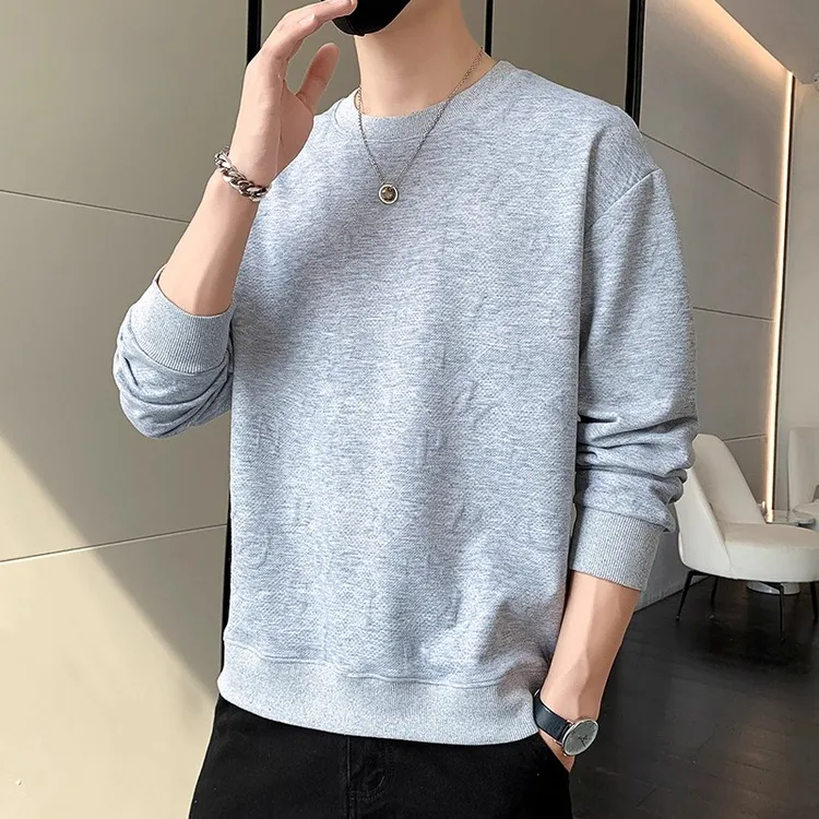 Louis Fordea/路易弗狄长袖T恤男款圆领休闲男装男士轻奢高档衬衫