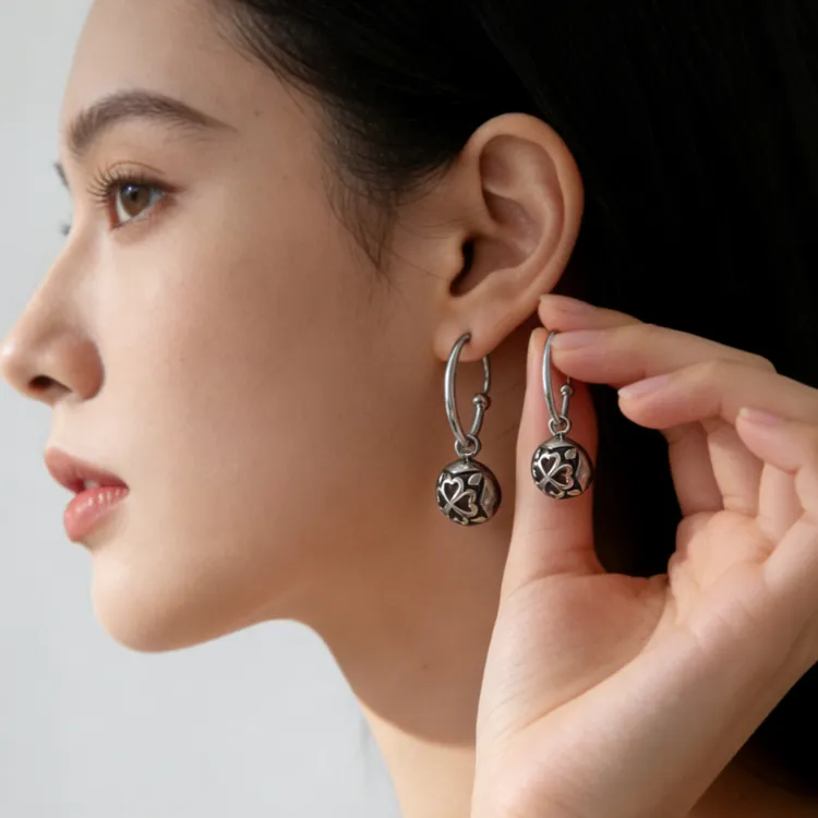 钛钢耳饰 钛钢耳环 复古耳圈小众轻奢高级感气质百搭