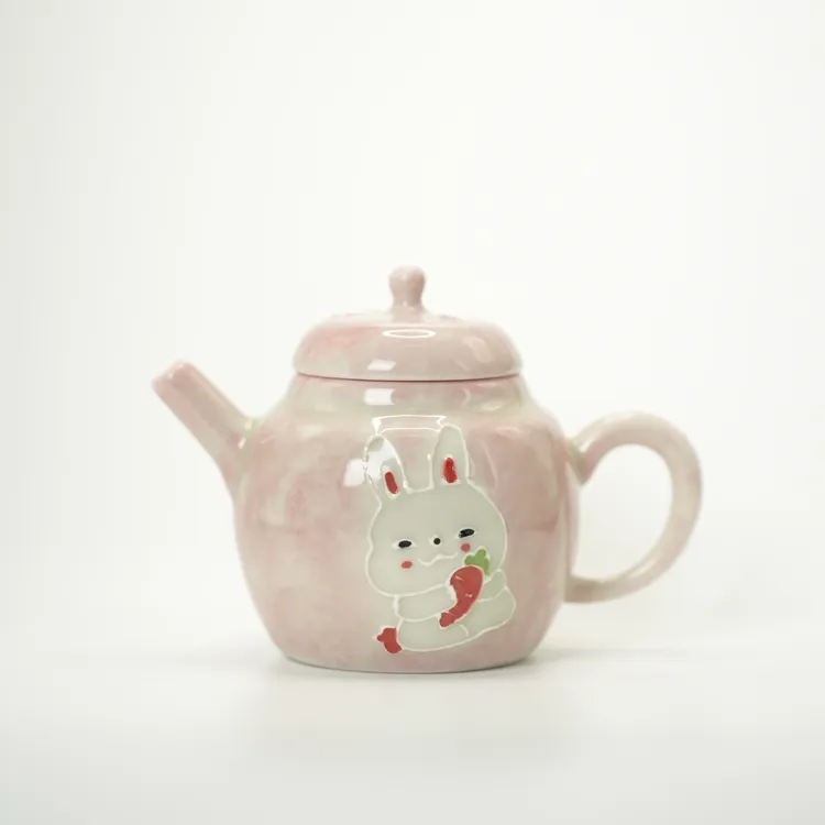 德瓷手绘兔子茶壶可爱设计单壶女生功夫茶具泡茶器家用小清新单壶