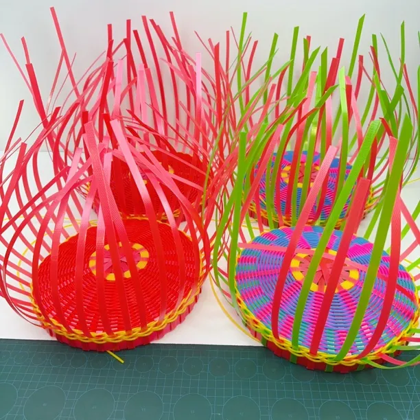 （丹丹）半成品底米字打底菊花底手工编织提篮圆篮子底