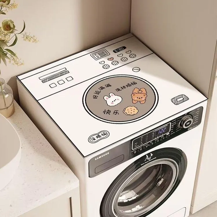 卡通滚筒洗衣机防尘罩床头柜防滑吸水速干桌垫冰箱耐脏易打理盖布