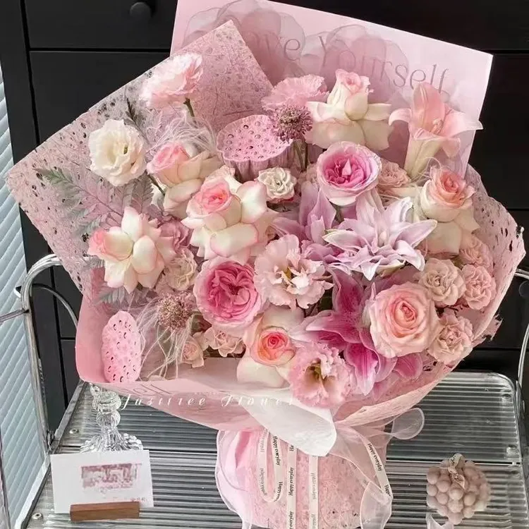 探云 进口二代梦幻纸落水镂空花束包装资材DIY手工艺术资材ins风