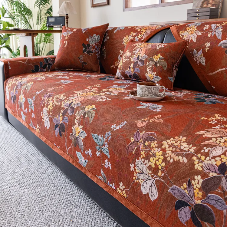 【姹紫嫣红】四季通用沙发垫雪尼尔防滑沙发盖布巾20新款沙发坐垫子