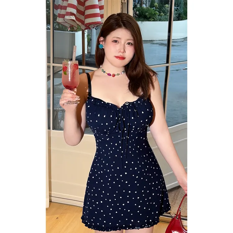 DMcc【爱心奶酪】夏季新款爱心吊带长款连衣裙女修身纯欲甜辣短裙