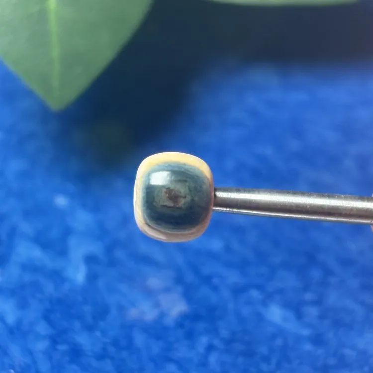 猛犸牙蓝眼睛蓝皮老型桶珠顶珠配珠文玩配饰7*6mm