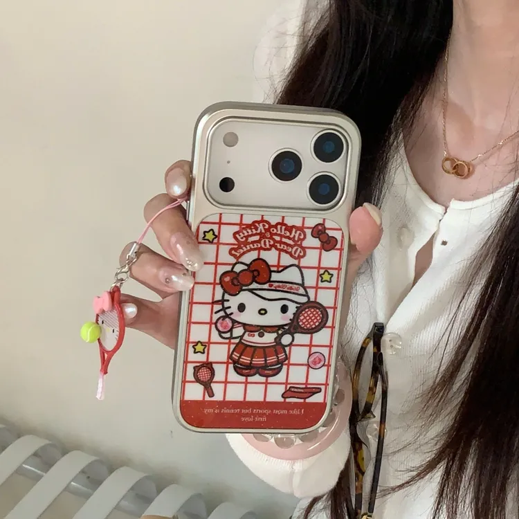红色网球Hellokitty适用于苹果13时尚手机壳苹果17pro保护壳14防