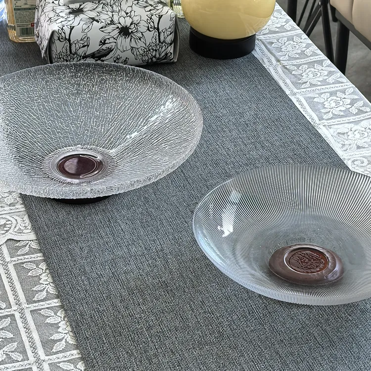 轻奢法式果盘果盆碟子锤纹果盘客厅精致玻璃水果盘高档糖果干果盘