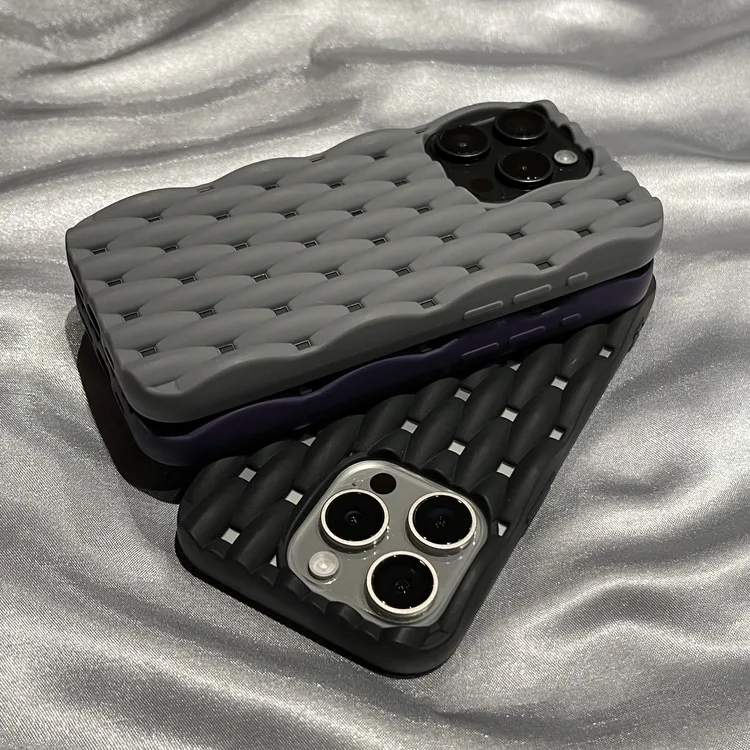 散热透气高级灰麻花纹适用iphone16promax苹果15手机壳14Pro/13套