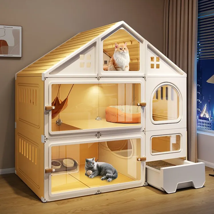 猫别墅家用室内猫笼子超大自由空间带猫砂盆一体一室一厅一卫猫窝