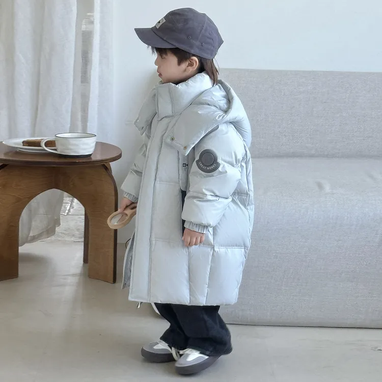 2025年冬季儿童羽绒服中长款韩版新款男女中大童加厚90白鸭绒外套