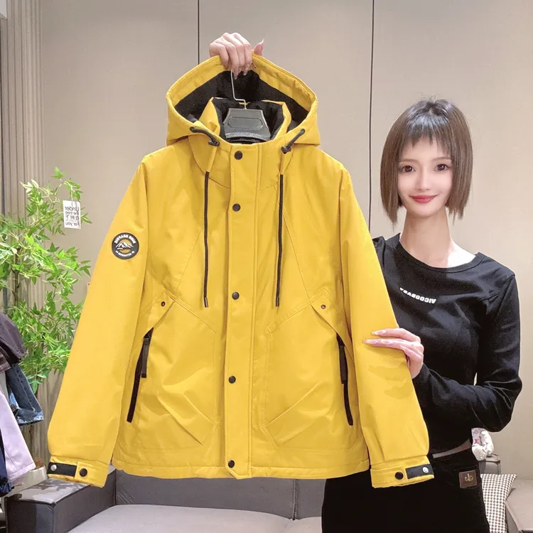 秋冬新款薄棉二棉加厚自发热连帽防风运动风衣外套18H