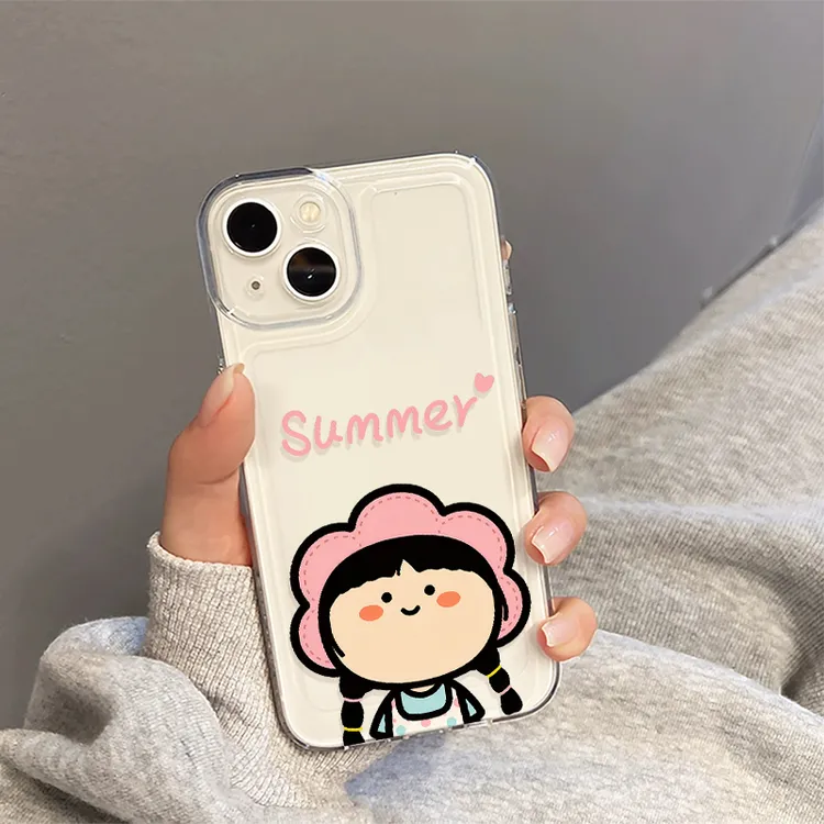 夏天小女孩iPhone16手机壳15苹果14软13小米vivo华为适用创意简约