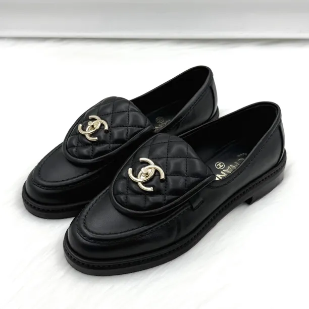 99新 Chanel/香奈儿 书包扣菱格纹乐福鞋 36.5码 公价1.3w p052