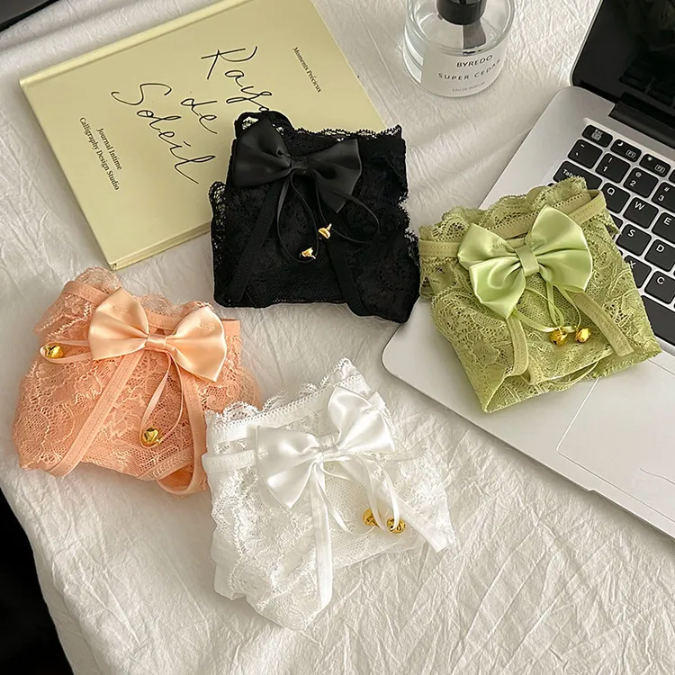 性感内裤女蕾丝镂空蝴蝶结诱惑激情甜美可爱纯欲低腰少女士三角裤