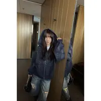 井迪儿【星座】100%棉美式潮流烫钻宽松拉链帽兜百搭长袖卫衣