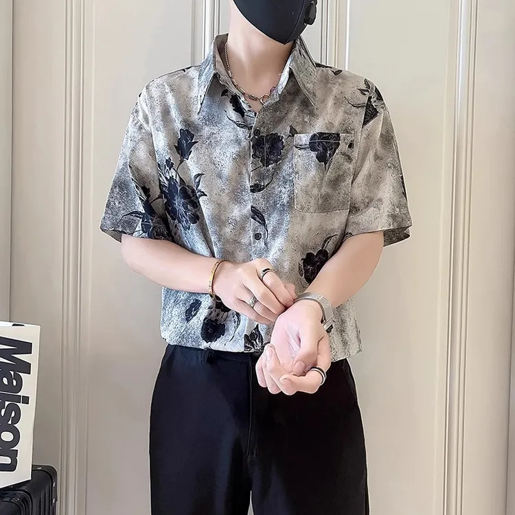 【冰丝短袖衬衫】仓石一树夏季男薄款新款休闲寸衫凉感宽松半袖衬衣