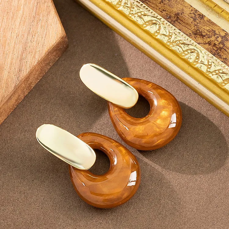 铜合金耳饰 鼎溢耳饰复古精致美拉德风镂空不规则耳坠时尚耳环zy