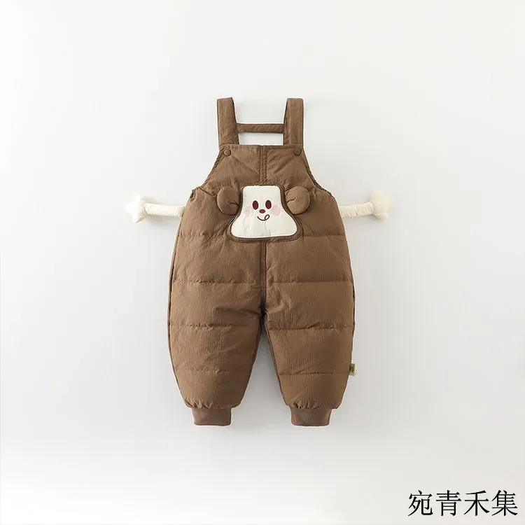 儿童加绒连体裤子新款冬季童羽绒长裤宽松洋气婴童宝宝外穿裤加厚