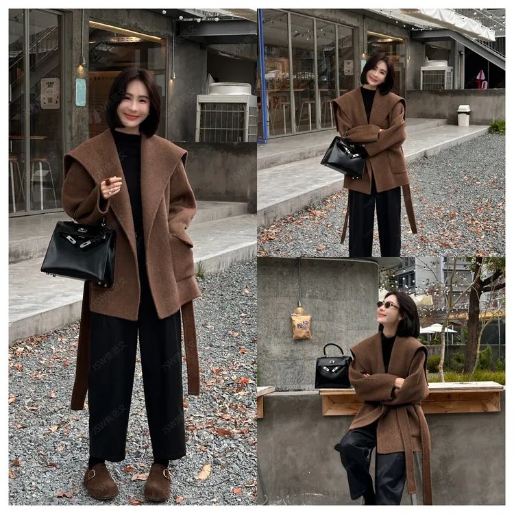 焦思文 冬季时尚休闲宽松百搭慵懒中长款羊绒大衣251113Y06